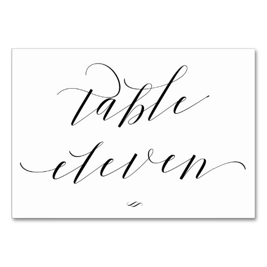 Elegante Script Calligraphy Table Eleven Empfang Tischnummer (Rückseite)