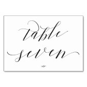 Elegante Script Calligraphy Table Seven Empfang Tischnummer (Rückseite)