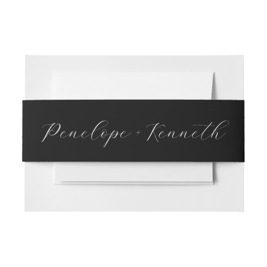 Elegante Script Calligraphy Wedding Custom Black Einladungsbanderole (Vorderseite Beispiel)