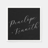 Elegante Script Calligraphy Wedding Custom Black Serviette (Vorderseite)