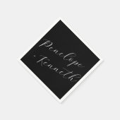 Elegante Script Calligraphy Wedding Custom Black Serviette (Ecke)