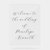 Elegante Script Calligraphy White Wedding Custom Acrylschild (Vorderseite)