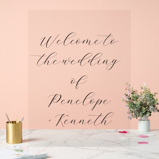 Elegante Script Calligraphy White Wedding Custom Acrylschild (Hochzeit)