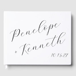 Elegante Script Calligraphy White Wedding Custom Gästebuch