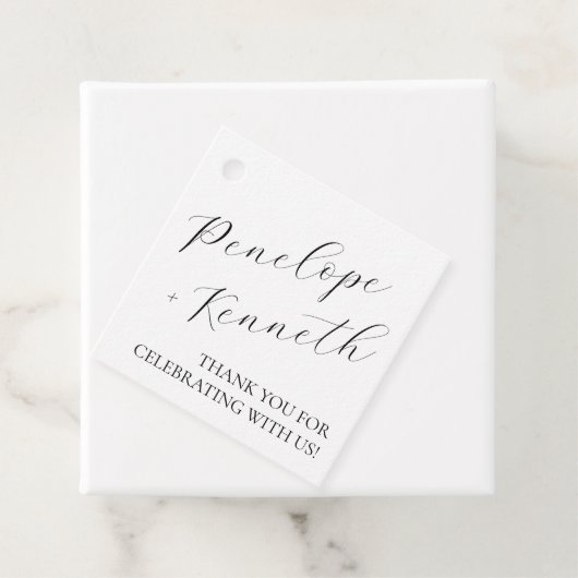 Elegante Script Calligraphy White Wedding Custom Geschenkanhänger (Beispiel)