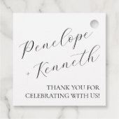 Elegante Script Calligraphy White Wedding Custom Geschenkanhänger (Rückseite)