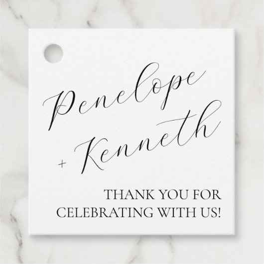 Elegante Script Calligraphy White Wedding Custom Geschenkanhänger (Vorderseite)