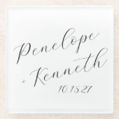 Elegante Script Calligraphy White Wedding Custom Glasuntersetzer (Vorderseite)