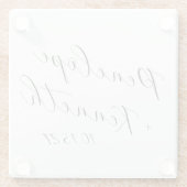 Elegante Script Calligraphy White Wedding Custom Glasuntersetzer (Rückseite)