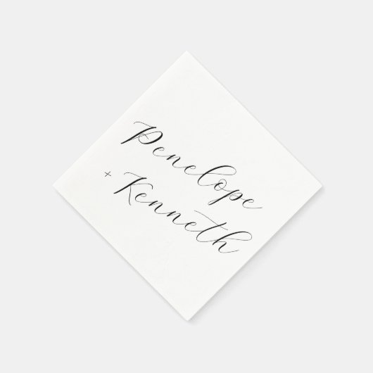 Elegante Script Calligraphy White Wedding Custom Serviette (Ecke)