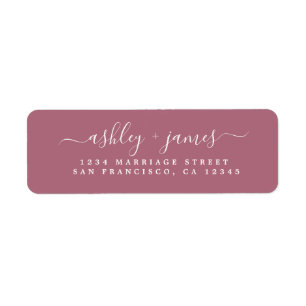 Elegante Script Cassis Wedding Rücksendeadresse