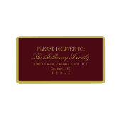 Elegante Script Chartreuse Burgunderrot Formale Ho Adressaufkleber (Vorne)