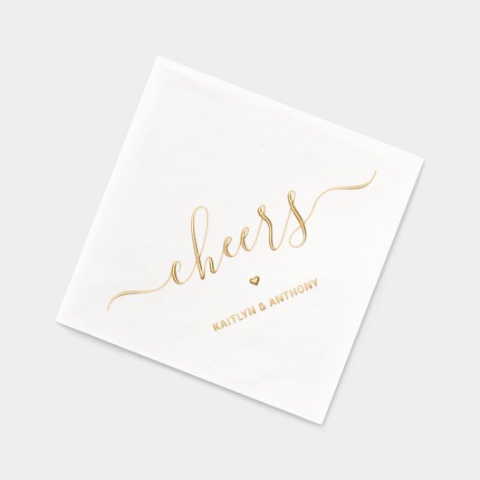 Elegante Script Cheers Wedding Servietten Mit Folie (Links)