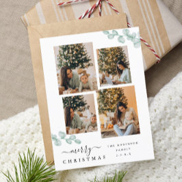 Elegante Script Chic Botanische Weihnachtskollekti Postkarte