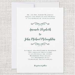 Elegante Script Chic Formal Wedding Emerald Green Einladung