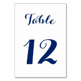 Elegante Script Chic White Navy Blue Wedding Party Tischnummer