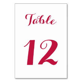 Elegante Script Chic White Red Bride Wedding Party Tischnummer