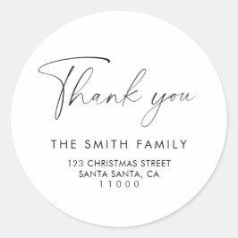 Elegante Script Christmas Danke Runder Aufkleber
