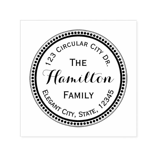 Elegante Script Circle Dot Round-Address-Briefmark Permastempel (Design)