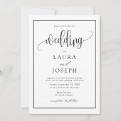 Elegante Script Classic Black and White Wedding Einladung (Vorderseite)