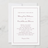 Elegante Script Classic Burgundy Formal Hochzeiten Einladung (Vorderseite)
