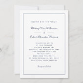 Elegante Script Classic Navy Weiße Hochzeiten Einladung (Vorderseite)