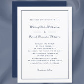 Elegante Script Classic Navy Weiße Hochzeiten Einladung