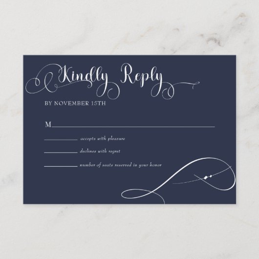 Elegante Script Classic Wedding Antwort Begleitkarte (Vorderseite)