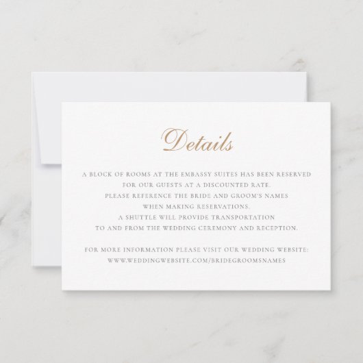 Elegante Script Classic Wedding Details Beilage Einladung (Vorderseite)