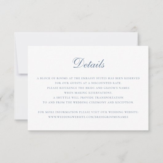 Elegante Script Classic Wedding Details Beilage Einladung (Vorderseite)