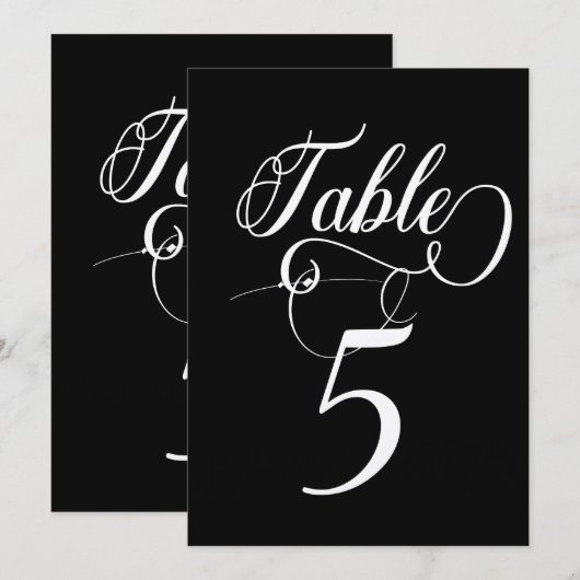 Elegante Script Classic Wedding Tischnummern (Vorne/Hinten)