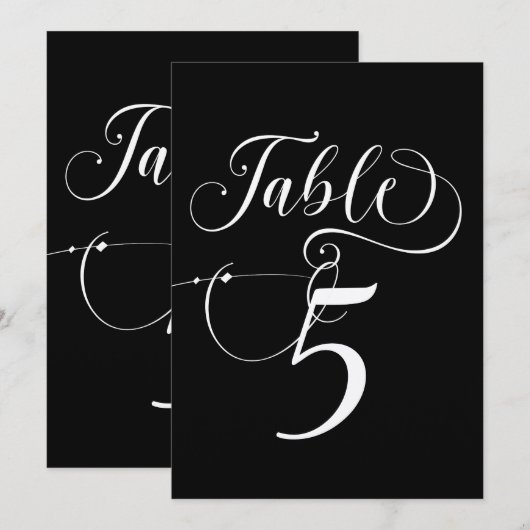 Elegante Script Classic Wedding Tischnummern (Vorne/Hinten)