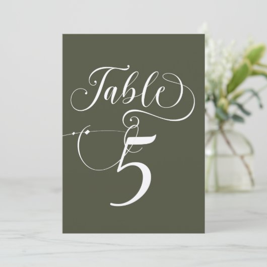 Elegante Script Classic Wedding Tischnummern (Stehend Vorderseite)