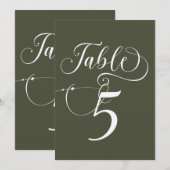 Elegante Script Classic Wedding Tischnummern (Vorne/Hinten)