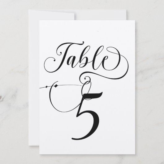 Elegante Script Classic Wedding Tischnummern (Rückseite)