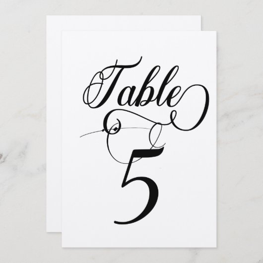 Elegante Script Classic Wedding Tischnummern (Vorne/Hinten)