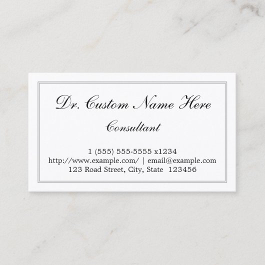 Elegante, Script Consultant Business Card Visitenkarte (Vorderseite)