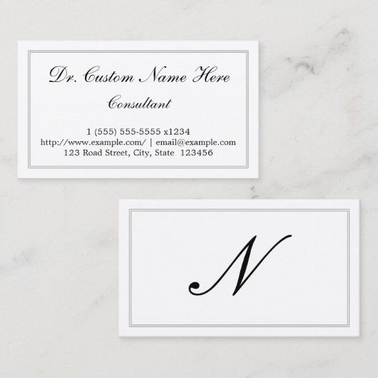 Elegante, Script Consultant Business Card Visitenkarte (Vorne/Hinten)