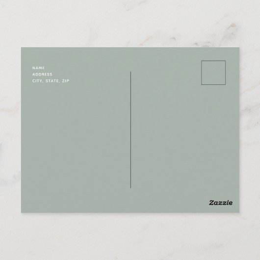 Elegante Script Couple Foto Sage Rettete unser Dat Postkarte (Rückseite)