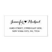 Elegante Script Couple Heart Wedding Rücksendeadre Gummistempel (Prägung)