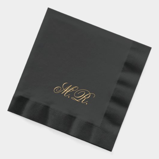 Elegante Script Couple Monogram Initials Wedding Servietten Mit Folie (Links)