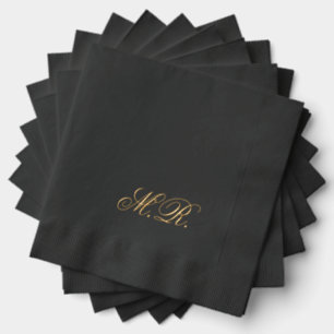 Elegante Script Couple Monogram Initials Wedding Servietten Mit Folie
