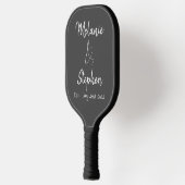 Elegante Script Couple Names Date Typogray Pickleball Schläger (Links)