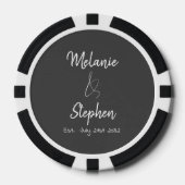 Elegante Script Couple Names Date Typogray Pokerchips (Vorderseite)
