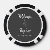 Elegante Script Couple Names Date Typogray Pokerchips (Rückseite)