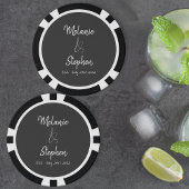 Elegante Script Couple Names Date Typogray Pokerchips