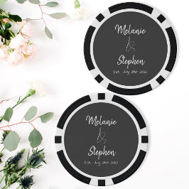 Elegante Script Couple Names Date Typogray Pokerchips