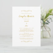Elegante Script Couples Duwer Wedding Gold Einladung (Stehend Vorderseite)