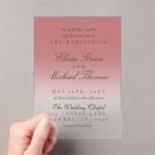 Elegante Script Cranberry Red Gradient Wedding Acryleinladungen (Insitu (Handheld))