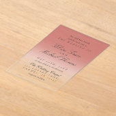 Elegante Script Cranberry Red Gradient Wedding Acryleinladungen (Ablage )
